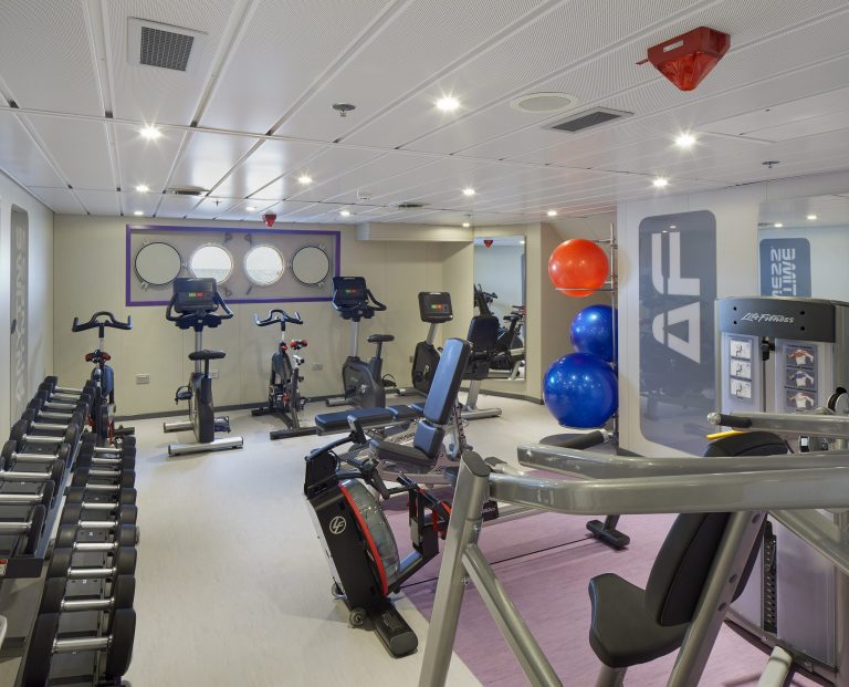 Magellan Explorer gym with workout equipment and portholes